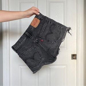 501 black distressed denim shorts from Levi’s!
